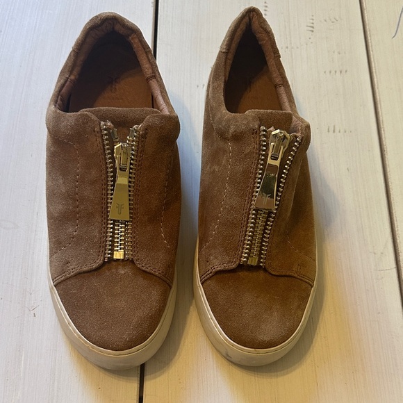 Frye Shoes - Frye Lena Zip Low Sneaker Brown Suede